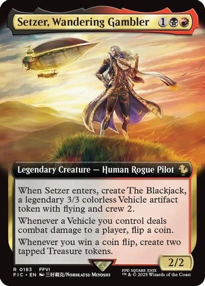 Setzer Wandering Gambler Extended Art Commander: FINAL FANTASY Magic card