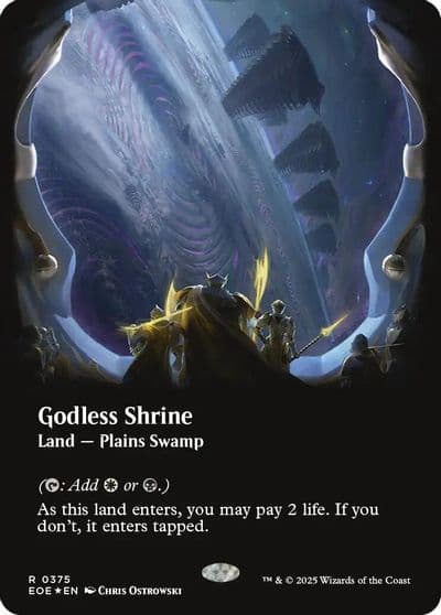 Godless Shrine Borderless Galaxy Foil Edge of Eternities Magic card