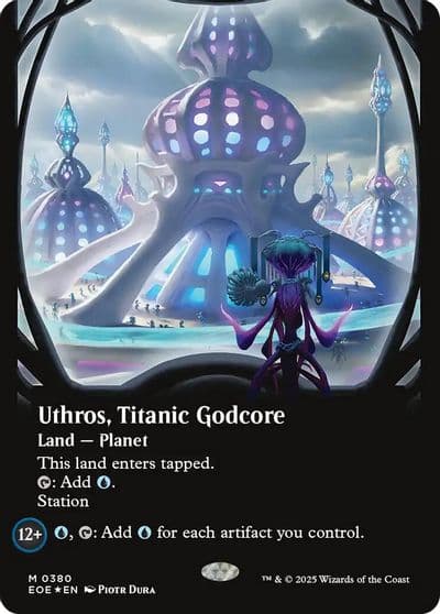 Uthros Titanic Godcore Borderless Galaxy Foil Edge of Eternities Magic card