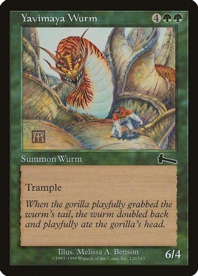 Yavimaya Wurm Urza's Legacy Magic card