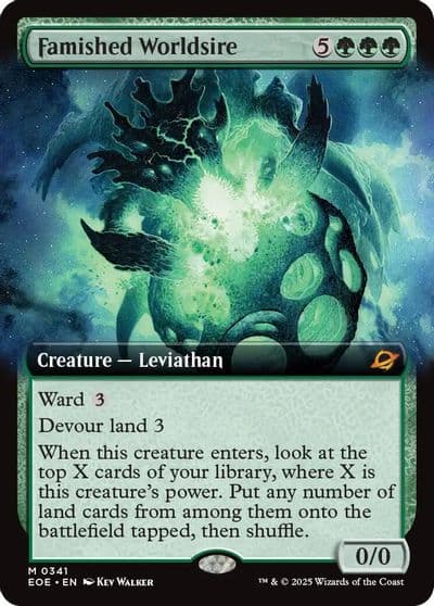 Famished Worldsire Extended Art Edge of Eternities Magic card