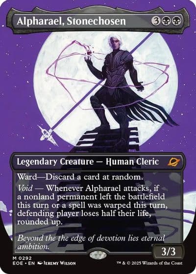 Alpharael Stonechosen Borderless Edge of Eternities Magic card