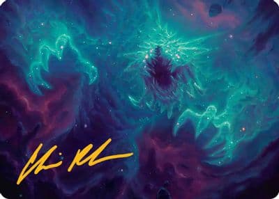 Cosmogoyf Art Card Gold Stamped Signature Art Series: Edge of Eternities Magic card
