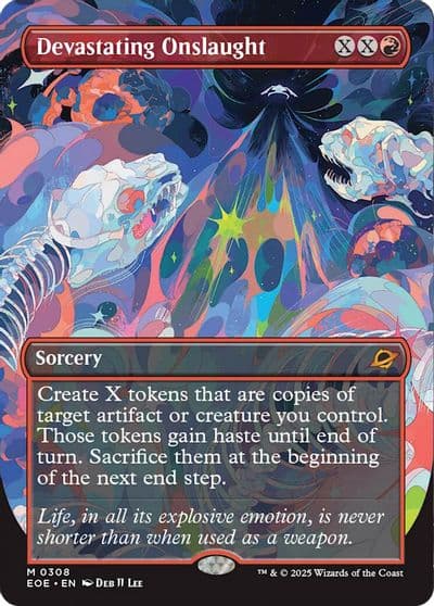 Devastating Onslaught Borderless Edge of Eternities Magic card