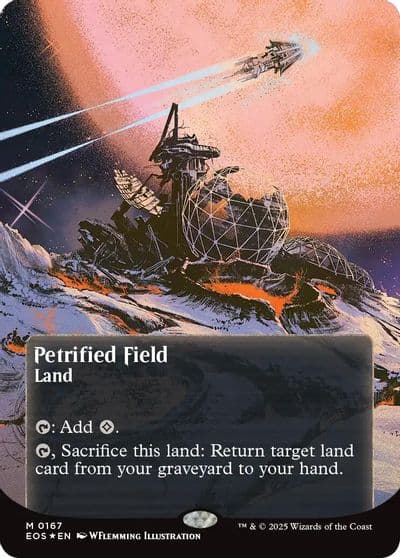 Petrified Field 0167 Borderless Galaxy Foil Edge of Eternities: Stellar Sights Magic card