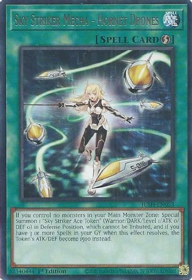 Sky Striker Mecha Hornet Drones Justice Hunters Yu-Gi-Oh! card