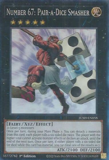Number 67 Pair a Dice Smasher CR Justice Hunters Yu-Gi-Oh! card