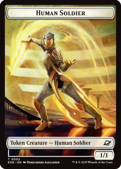 Human Soldier Lander 0007 Doubled Sided Token Edge of Eternities Magic card