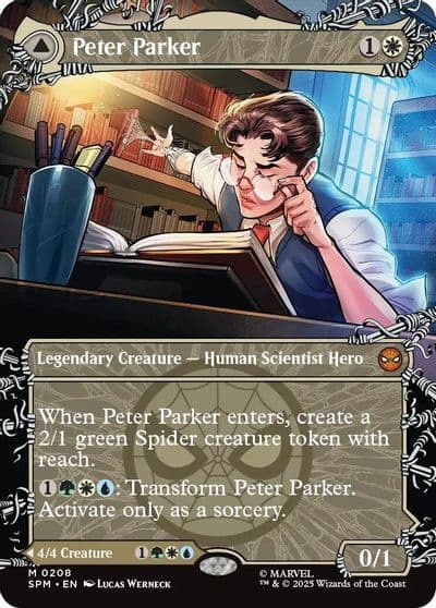 Peter Parker 0208 Borderless Marvel's Spider-Man Magic card