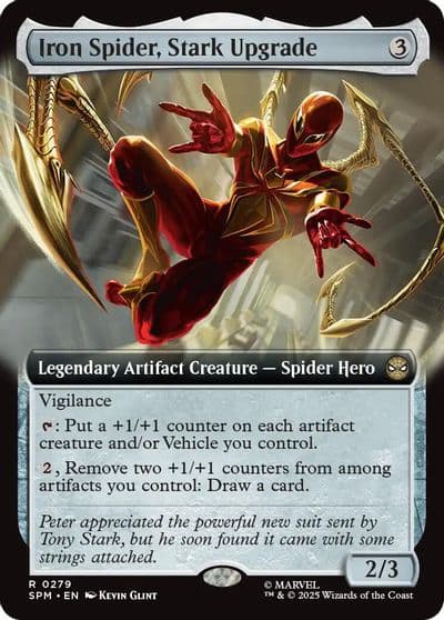 Iron Spider Stark Upgrade Extended Art Marvel's Spider-Man Magic card