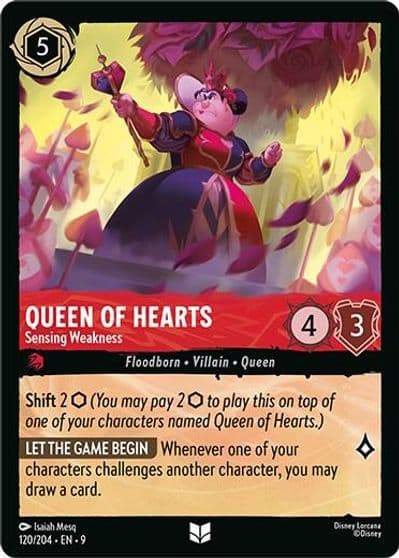 Queen of Hearts Sensing Weakness Fabled Lorcana card