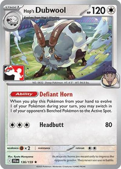 Hop's Dubwool Prize Pack Series Cards Pokemon card