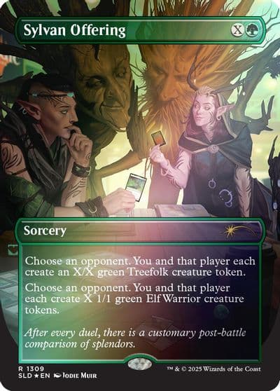 Sylvan Offering Rainbow Foil Secret Lair Drop Series Magic card