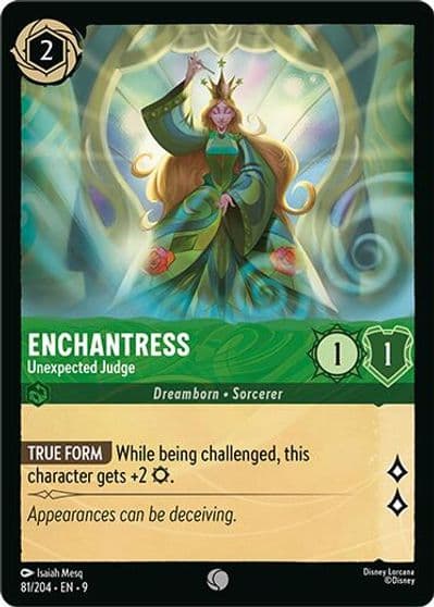 Enchantress Unexpected Judge Fabled Lorcana card