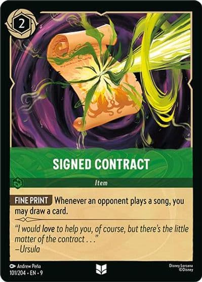 Signed Contract Fabled Lorcana card