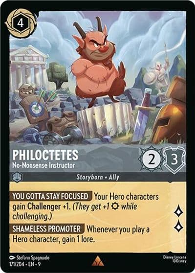 Philoctetes No Nonsense Instructor Fabled Lorcana card