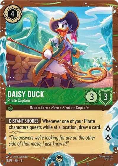 Daisy Duck Pirate Captain Disney Cruise Promo Disney Lorcana Promo Cards Lorcana card