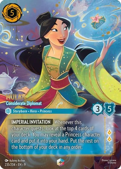 Mulan Considerate Diplomat Enchanted Fabled Lorcana card