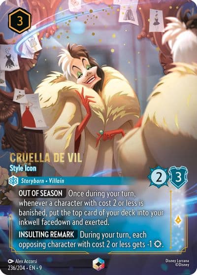Cruella De Vil Style Icon Enchanted Fabled Lorcana card