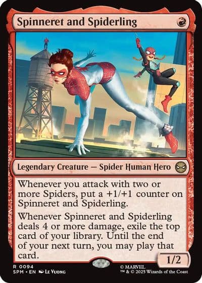 Spinneret and Spiderling Marvel's Spider-Man Magic card