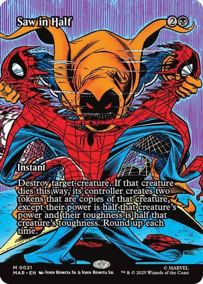 Saw in Half Borderless Marvel Universe Eternal-Legal Magic card