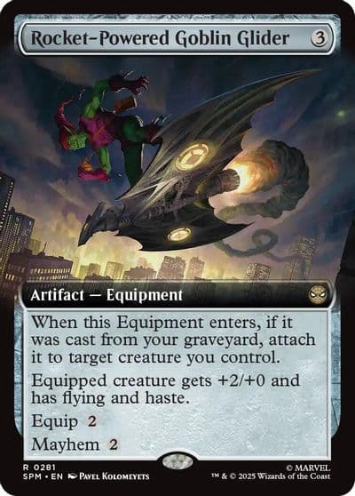 Rocket Powered Goblin Glider Extended Art Marvel's Spider-Man Magic card