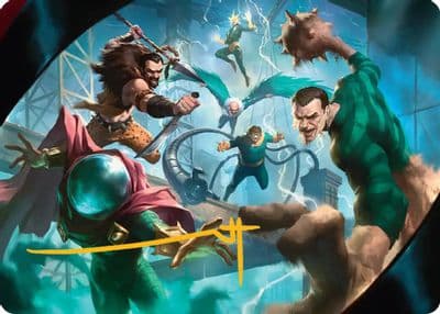 Behold the Sinister Six Art Card 7 54 Gold Stamped Signature Art Series: Marvel's Spider-Man Magic card
