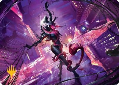 Gwenom Remorseless Art Card Gold Stamped Planeswalker Symbol Art Series: Marvel's Spider-Man Magic card