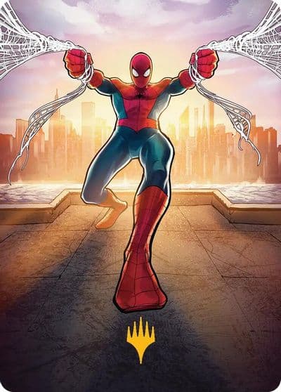 Amazing Spider Man Art Card 36 54 Gold Stamped Planeswalker Symbol Art Series: Marvel's Spider-Man Magic card