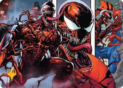 Carnage Crimson Chaos Art Card Gold Stamped Planeswalker Symbol Art Series: Marvel's Spider-Man Magic card
