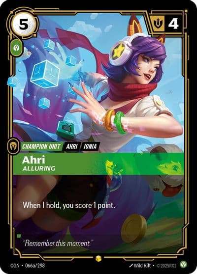 Ahri Alluring Alternate Art Origins Riftbound card