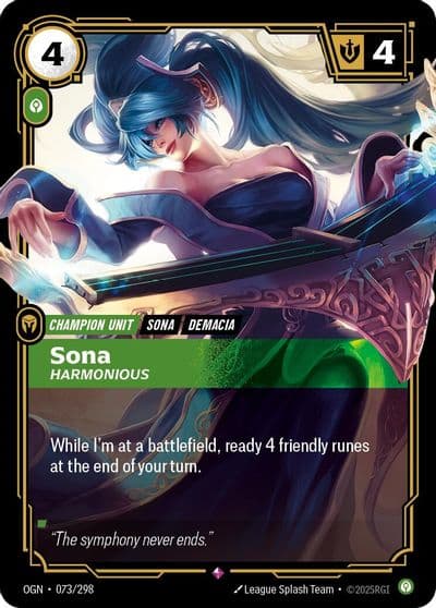 Sona Harmonious Origins Riftbound card