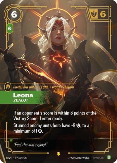 Leona Zealot Alternate Art Origins Riftbound card
