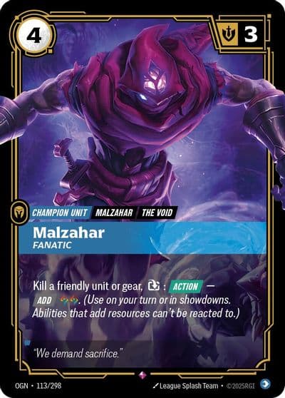Malzahar Fanatic Origins Riftbound card