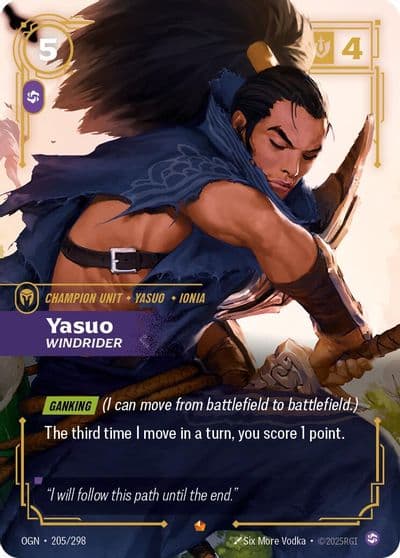 Yasuo Windrider Origins Riftbound card