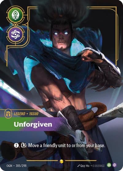 Yasuo Unforgiven Overnumbered Origins Riftbound card