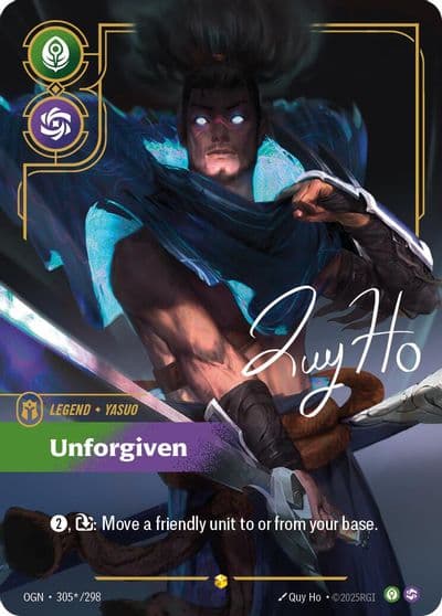 Yasuo Unforgiven Signature Origins Riftbound card