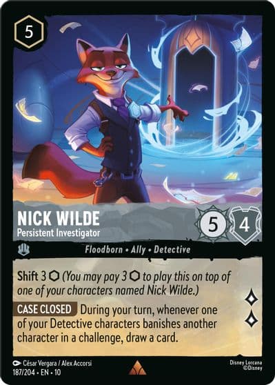 Nick Wilde Persistent Investigator Whispers in the Well Lorcana card