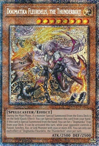 Dogmatika Fleurdelis the Thunderbolt Starlight Rare Doom of Dimensions Yu-Gi-Oh! card