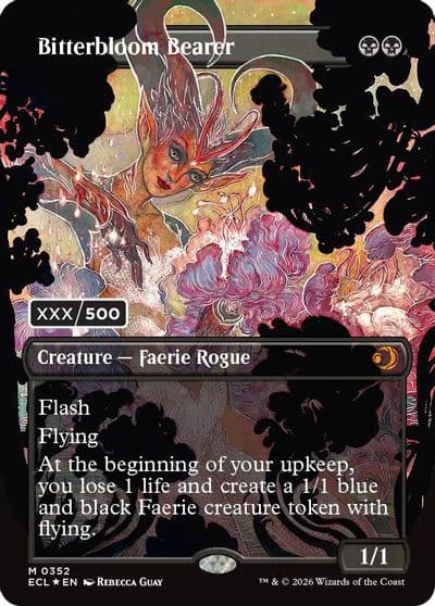 Bitterbloom Bearer Borderless Serial Numbered Lorwyn Eclipsed Magic card