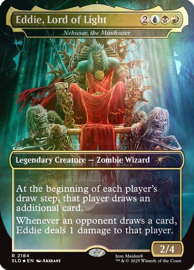 Eddie Lord of Light Nekusar the Mindrazer Rainbow Foil Secret Lair Drop Series Magic card