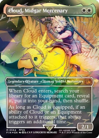 Cloud Midgar Mercenary Borderless Chocobo Track Foil FINAL FANTASY Magic card