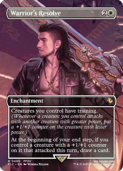 Warriors Resolve Borderless Commander: FINAL FANTASY Magic card