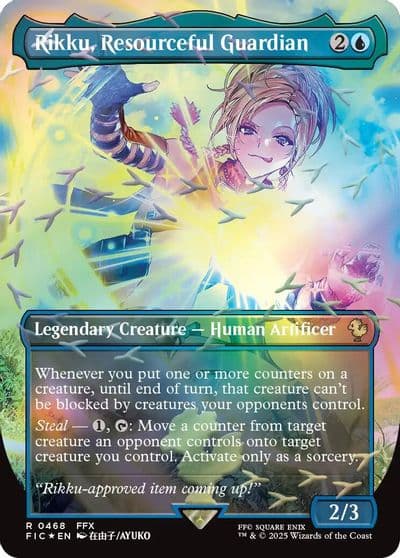 Rikku Resourceful Guardian Borderless Chocobo Track Foil Commander: FINAL FANTASY Magic card