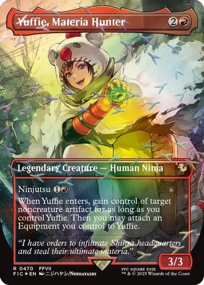 Yuffie Materia Hunter Borderless Chocobo Track Foil Commander: FINAL FANTASY Magic card