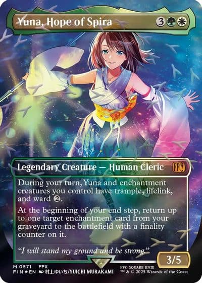 Yuna Hope of Spira Borderless Chocobo Track Foil FINAL FANTASY Magic card