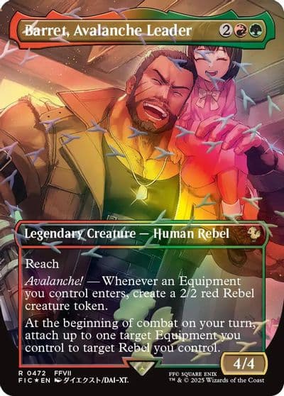 Barret Avalanche Leader Borderless Chocobo Track Foil Commander: FINAL FANTASY Magic card