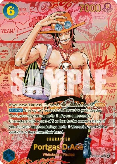 PortgasDAce 119 Red Super Alternate Art Carrying On His Will One Piece card