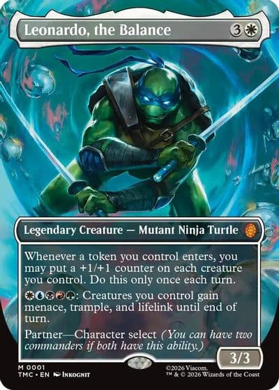 Leonardo the Balance 0001 Borderless Commander: Teenage Mutant Ninja Turtles Magic card