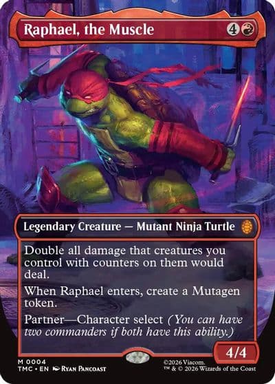 Raphael the Muscle 0004 Borderless Commander: Teenage Mutant Ninja Turtles Magic card
